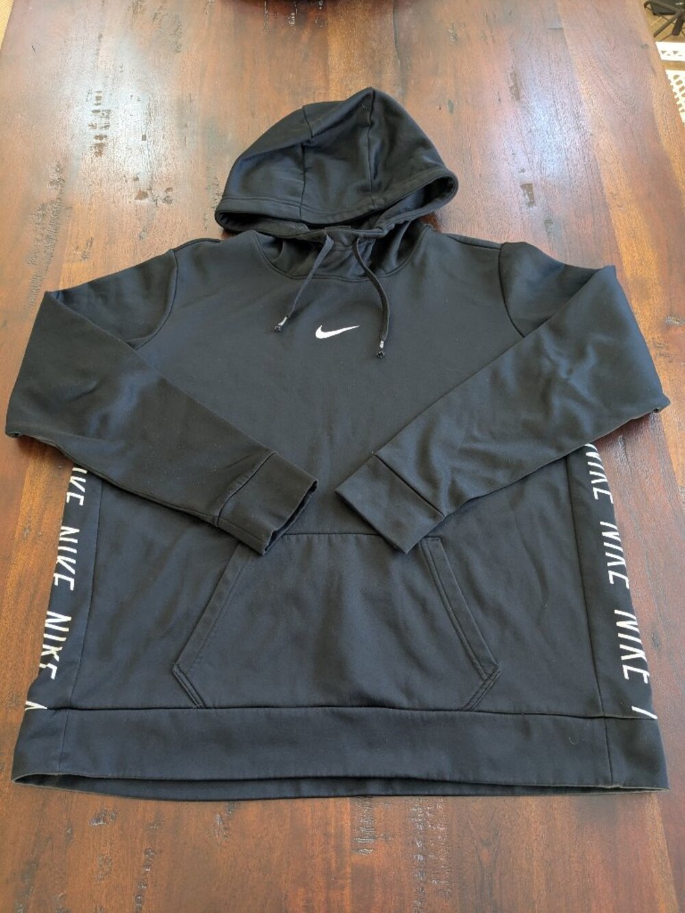 Nike Dri-FIT Women's Black Repeat Logo Taped Side Pullover Hoodie XL